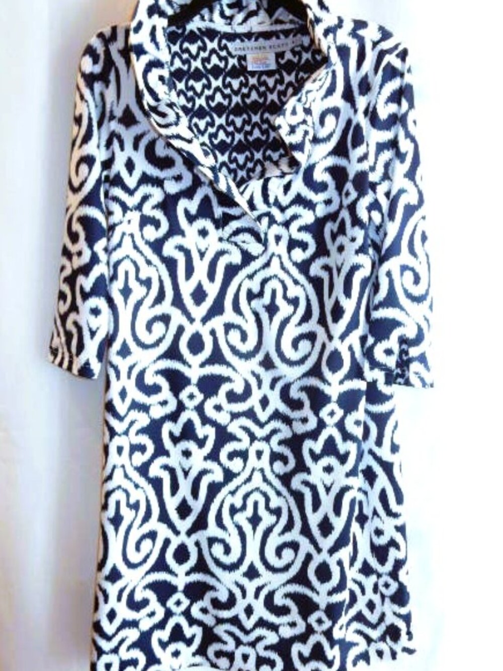 Gretchen Scott Navy and White Knit Dress in Size M